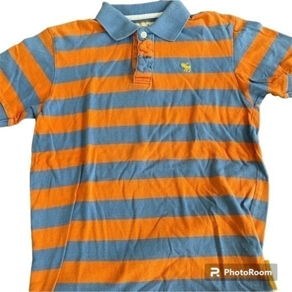 Abercrombie & Fitch Striped Orange Blue Knot Polo Shirt (Youth) Size Large